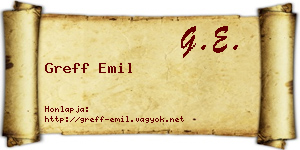 Greff Emil névjegykártya